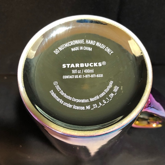 STARBUCKS COFFEE MUG 16oz Rainbow Holographic Iridescent Oil Slick 2022 Holiday - Picture 10 of 11
